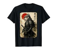Schnauzer Warrior Ukiyo Obra de Arte Japonesa Dog Samurai Camiseta gráfica económica, Hombre, Negro, L