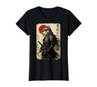 Schnauzer Warrior Ukiyo Obra de Arte Japonesa Dog Samurai Camiseta gráfica económica, Mujer, Negro, XS