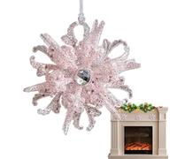 Schneeflocken Deko | Glitzer Weihnachtsdekoration,Glitzernde Schneeflocke Schleifen Anhänger Für Krippe Wand Garten Terrasse,Hochzeitsgeschenk Türdekoration
