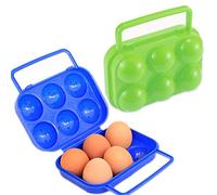 Schneespitze 2 Piezas Huevos Portador Contenedor Cajas De Almacenamiento De Huevos PortáTil Huevo Contenedor de Almacenamiento para 6 Huevos,Azul,Naranja