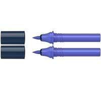 Schneider 040 Paint-It Twinmarker Cartuchos (Brush Tip - Pincel, tinta a base de agua, para aplicación en papel, > 95% plástico reciclado), 2 unidades, azul 025