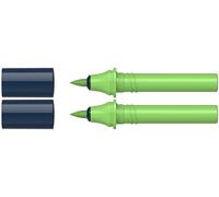 Schneider 040 Paint-It Twinmarker Cartuchos (Brush Tip - Pincel, tinta a base de agua, para aplicación en papel, > 95% plástico reciclado), 2 unidades, verde 052