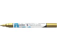 Schneider 120153 Paint-It - Rotulador acrílico (con punta redonda de 2 mm, pinturas acrílicas de alta cobertura para madera, lienzo, piedra, etc.), 1 unidad, color dorado