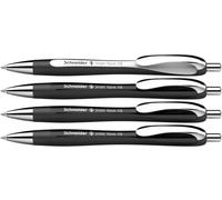 Schneider 132584 Slider Rave XB - Bolígrafo (edición especial limitada, 3 negros, 1 blanco, fabricado en Alemania), 4 unidades, color de escritura: azul