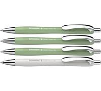 Schneider 132664 Slider Rave XB - Bolígrafo (edición especial limitada, 3 verdes orgánicos, 1 gris plateado, fabricado en Alemania), 4 unidades, color de escritura: azul