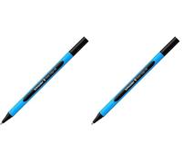 Schneider 152201 - Bolígrafo de punta redonda (10 unidades, incluye capuchón, tinta negra), color azul (Paquete de 2)