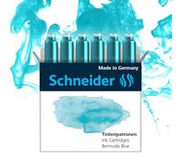 Schneider 166134 - Cartuchos de tinta pastel (estándar para pluma estilográfica), color azul bermuda, 6 unidades