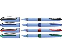 Schneider 183594 One Hybrid N 5 - Bolígrafo de punta redonda (indeleble, grosor de trazo de 0,5 mm, punta híbrida, 4 unidades), color negro, azul, rojo y verde