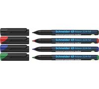 Schneider 224 OHP - Rotuladores permanentes (1 mm, con tapa, estuche de 4 unidades de color negro, rojo, azul y verde)