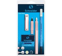 Schneider 74869 Ceod Shiny - Juego de Escritura Con Pluma y Bolígrafo, Borrador (Para Diestros y Zurdos, Punta M, Incluye Cartuchos de Tinta Azul Real, Rosado Power Pink)