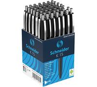 Schneider Ballpen - Paquete de 50 bolígrafos de bola retráctil, negro