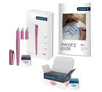 Schneider Callissima 399488 - Juego de caligrafía (pluma estilográfica con 3 anchuras de plumas, 66 cartuchos pastel en 8 colores, incluye libro de escritura a mano), color rosa