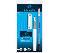 Schneider Ceod Classic - Juego de escritura con pluma estilográfica, 6 cartuchos y matador de tinta (usuarios diestros y zurdos, punta M, color de la tinta: azul rey) blanco