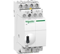 Schneider Electric A9C30114 iTL Telerruptor, 4P, 4 NO, 16A, 12 VCD, 24 VCA, 50/60Hz, 84mm x 36mm x 60mm