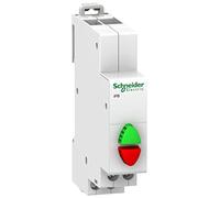 Schneider Electric A9E18034 Acti 9 iPB Doble Verde/Rojo Pulsadores, 1NO-1NC, 82mm x 18mm x 71.5mm, Blanco