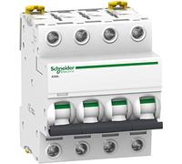 Schneider Electric A9F94450 IC60L Disyuntor, Acti9, Curvatura C, 4P, 85 mm Altura x 72 mm Anchura x 78.5 mm Profundidad, 50 A Corriente, 50/60 Hz, Blanco
