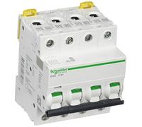 Schneider Electric A9F95406 IC60L Interruptor Automático Magneto Térmico, 4P, 6A, Curva K, 78.5mm x 72mm x 85mm, Blanco
