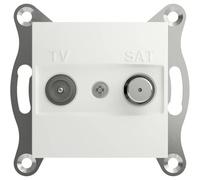Schneider Electric Asfora EPH3470121D - Enchufe para TV SAT (1 dB, IEC+F, 2 salidas, empotrado), color blanco