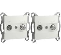 Schneider Electric Asfora EPH3470321D - Toma de corriente para TV (8 dB, empotrada, 2 salidas), color blanco (Paquete de 2)