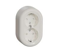 Schneider Electric ELSO WDE015896 - Enchufe de pared (2 enchufes, con protección de contacto, superficie húmeda, redondo, Renova, 16 A - 250 V CA)