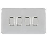 Schneider Electric GGBL1042WPCS Lisse - Interruptor sin tornillos (10 AX, 4G, 2 W, 240 V, cromo pulido)