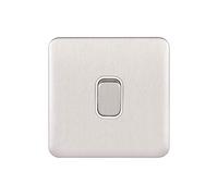 Schneider Electric GGBL2010WSSS Lisse DP Interruptor de control, 1 Gang, 20AX, acero inoxidable con interior blanco, paquete de 10