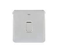 Schneider Electric GGBL2011WPCS Lisse - Interruptor sin Tornillos, 20 AX DP con LED Ind Wpc, 240 V, Cromo Pulido