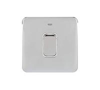Schneider Electric GGBL4011WPC Lisse DP Interruptor de alta corriente con indicador LED, 1 Gang, 50 A, cromo pulido con blanco