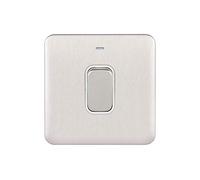 Schneider Electric GGBL4011WSS Lisse DP Interruptor de alta corriente con indicador LED, 1 Gang, 50 A, acero inoxidable con blanco