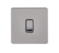 Schneider Electric GU1414BBN Ultimate Placa plana sin tornillos, interruptor de placa, 1 banda, níquel negro