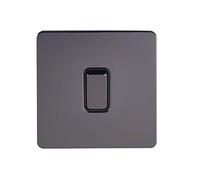 Schneider Electric GU2410BBN Ultimate Placa plana sin tornillos, interruptor de 2 polos, 1 banda, níquel negro