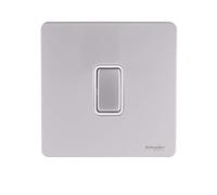 Schneider Electric GU2410WPN Ultimate - Placa plana sin tornillos, interruptor de 2 polos, 1 unidad, níquel perlado