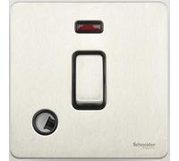 Schneider Electric GU2414BSS Ultimate Placa plana sin tornillos, interruptor de 2 polos, 1 banda, acero inoxidable