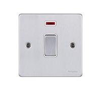 Schneider Electric GU2511WBC Ultimate Low Profile Brushed chrome Color blanco Insert 20AX DP switch + Neon interruptor y marco para enchufes