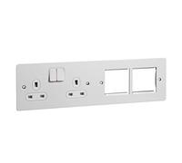 Schneider Electric GU32202DMPWPW Ultimate-Flat - Placa con interruptor, 2 x 2P + E con persianas, color blanco