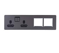 Schneider Electric GU34202DMPBBN - Placa plana sin tornillos (2 conectores 2P + E con obturadores), color negro
