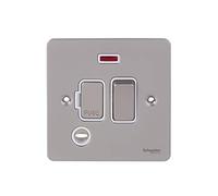 Schneider Electric GU5214WPN Ultimate - Placa plana con fusible (conexión de neón, níquel perlado)