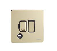 Schneider Electric GU5413BPB Ultimate Placa plana sin tornillos, conexión con fusible conmutado, latón