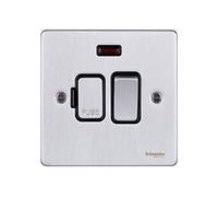Schneider Electric GU5511BBC Ultimate Low Profile Brushed Chrome Black Insert 13A switched + Neon fused connection unit 13A Negro unidad de fuente de alimentación