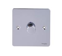 Schneider Electric GU6212CPC Ultimate placa plana, regulador de intensidad, 400 W/VA, 1 Gang, 2 vías, principal y LV, cromo pulido