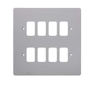 Schneider Electric GUG08GPW Ultimate Grid System placa plana, 8 bandas, color blanco metal