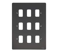 Schneider Electric GUG09GBN Ultimate Grid System Placa plana, 9 bandas, color negro níquel