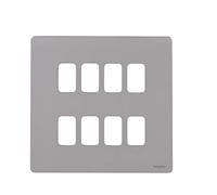 Schneider Electric GUGS08GMS Ultimate Grid System Placa sin tornillos, 8 brazaletes, acero de espejo