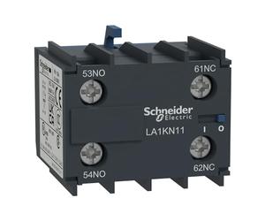 Schneider Electric LA1K - Contacto auxiliar TeSys (2 pines, 1 apertura + 1 contacto delantero con conector de rosca)