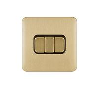 Schneider Electric Lisse GGBL1032BSB - Interruptor de luz de 2 vías, sin tornillos, 10AX, GGBL1032BSB, latón satinado con inserto negro