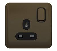 Schneider Electric Lisse GGBL3010BMB - Enchufe de alimentación individual sin tornillos, 13 A, polo único, bronce moca con inserto negro