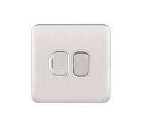 Schneider Electric Lisse GGBL5010WSS - Unidad de conexión con fusible simple interruptor sin tornillos, 13 A, acero inoxidable con inserto blanco