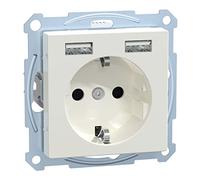 Schneider Electric Merten MEG2366-0319 - Enchufe USB tipo 2.0 + A, sistema M, empotrado, color blanco
