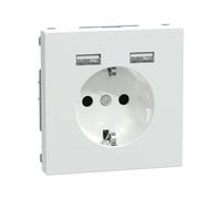Schneider Electric Merten MEG2366-6035 - Enchufe con conector USB tipo A+A, diseño de sistema de color blanco loto, enchufe Schuko USB, enchufe de protección de contacto, adecuado para smartphone,