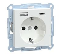 Merten MEG2367-0325 SCHUKO Steckdose mit USB-Ladegerät Typ A und Typ C / 3,0 A, System M, aktivweiß glänzend